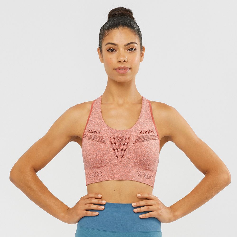 Salomon Israel ESSENTIAL MOVE ON SEAMLESS - Womens Sport Bra - Brick Dust (AJYC-70489)